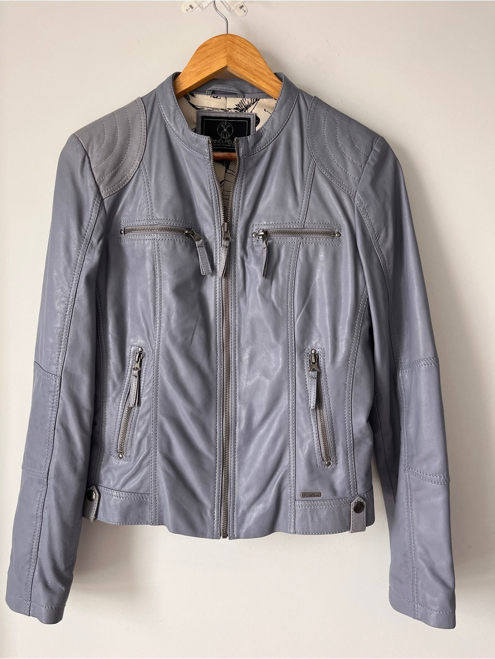 Rino & Pelle Lamb Leather Moto Jacket | Lavender | Hummingbird Lining | Size 38